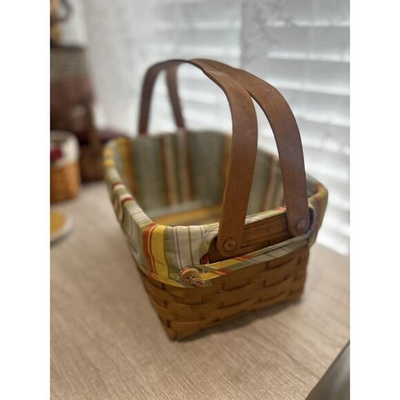 Longaberger Lunchbox Basket Sunflower stripe liner & Protector Lunch box - Picture 2 of 6